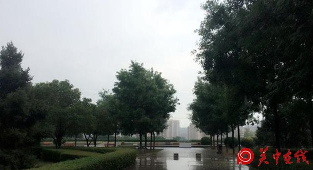 【关中在线】西安突然阵雨部分地段现积水 市民出行请注意